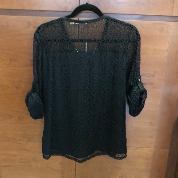 NWOT Calvin Klein Long sleeve lace black blouse - Picture 2 of 8